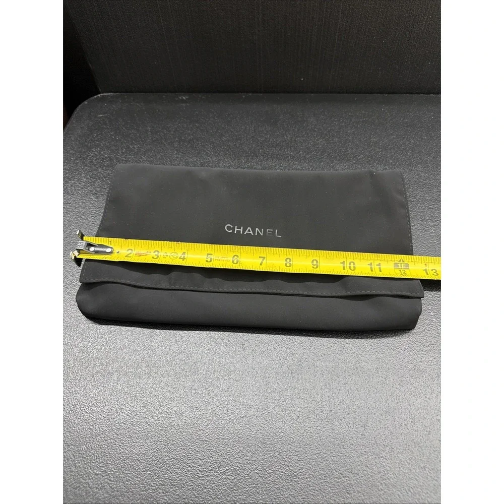 Chanel Jewelry Storage Pouch Black Faux Velvet Flap 12.5x8